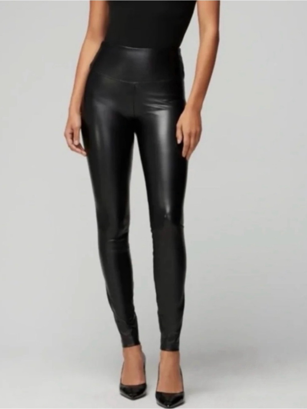 White House Black Market Black Vegan Leather High-Rise Leggings